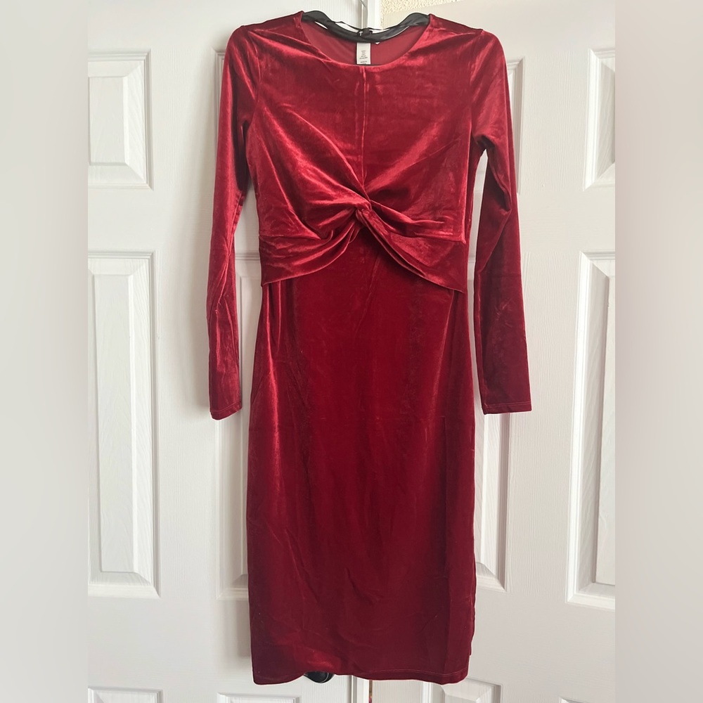 Elegant Red Velvet Dress Maternity/Nursing